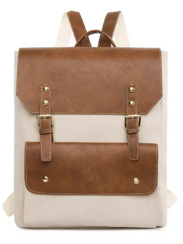 Two Tone Buckle Backpack Bag