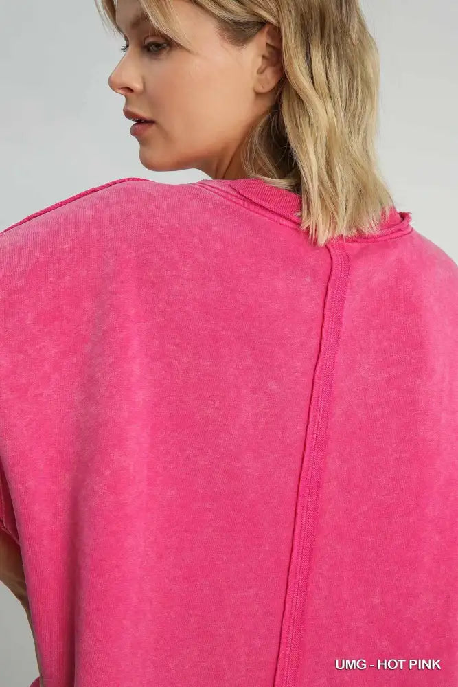 Umgee Mineral Wash Round Neck Top