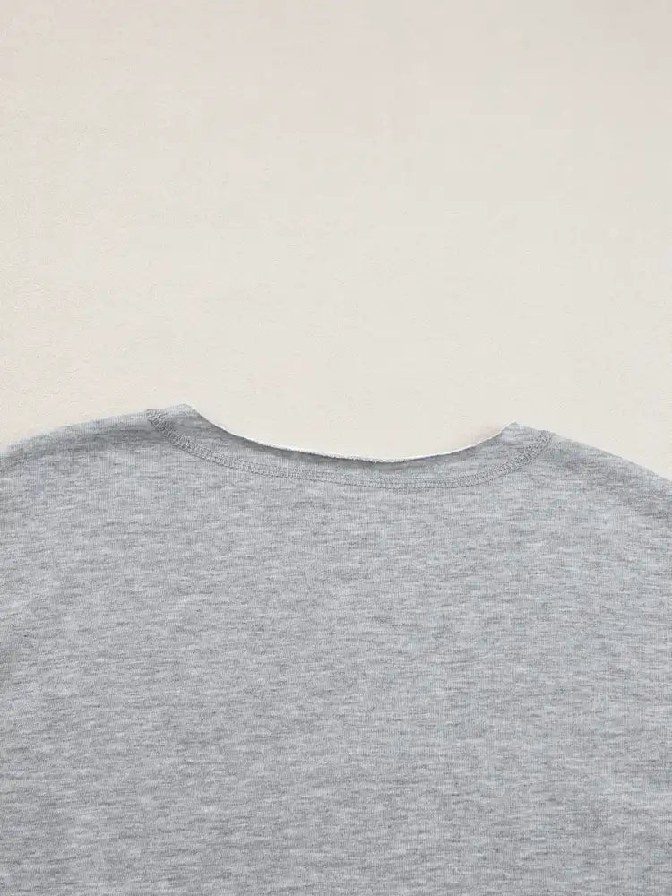 USA Lettering Patch Notched Neck T-Shirt