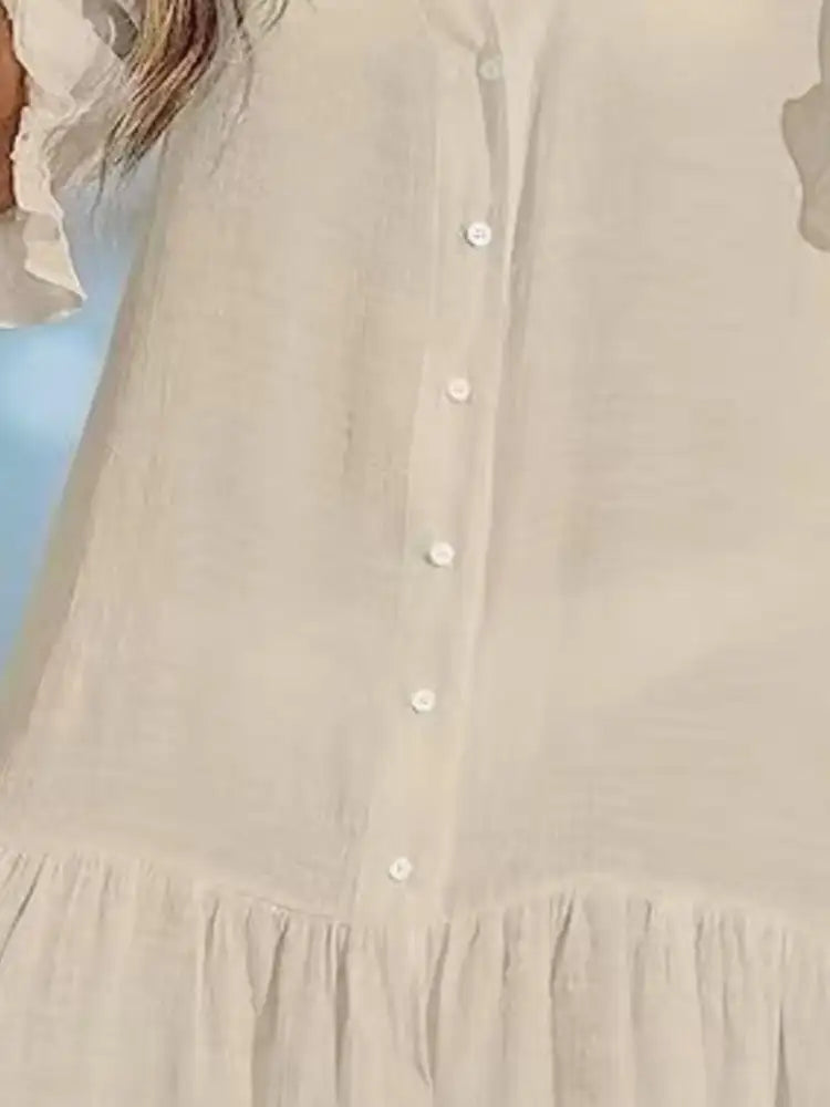 V-Neck Button Down Beach Cover Up Dress