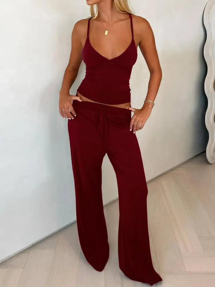 V-Neck Cami and Pants Set