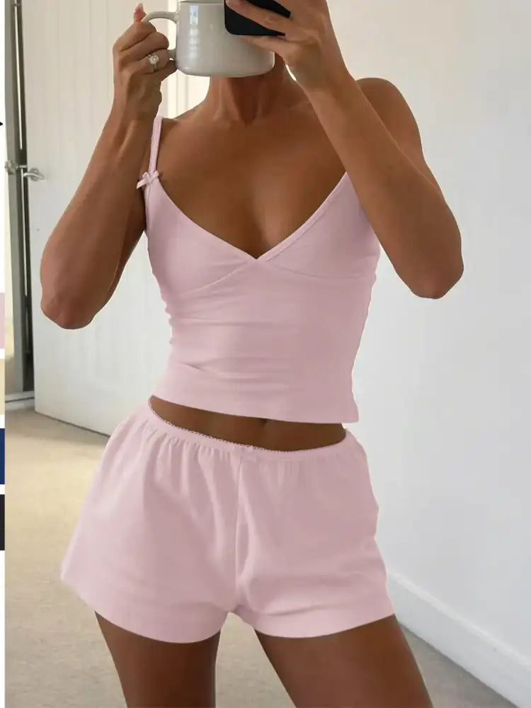 V-Neck Cami and Shorts Set