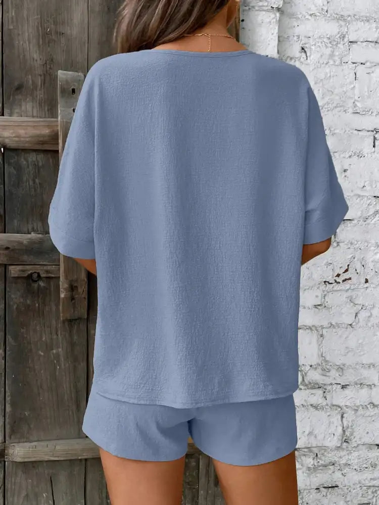 V-Neck Half Sleeve Top and Shorts Set