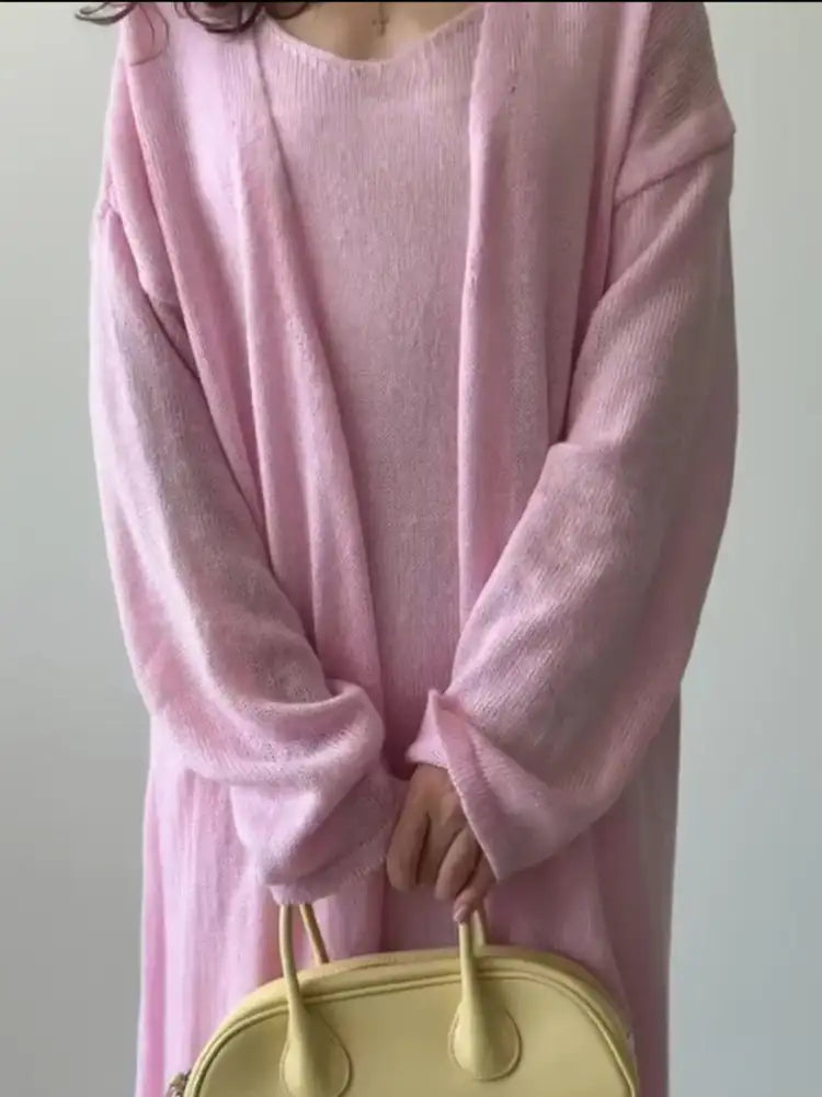 V-Neck Knit Dress and Cardigan Sweater Set