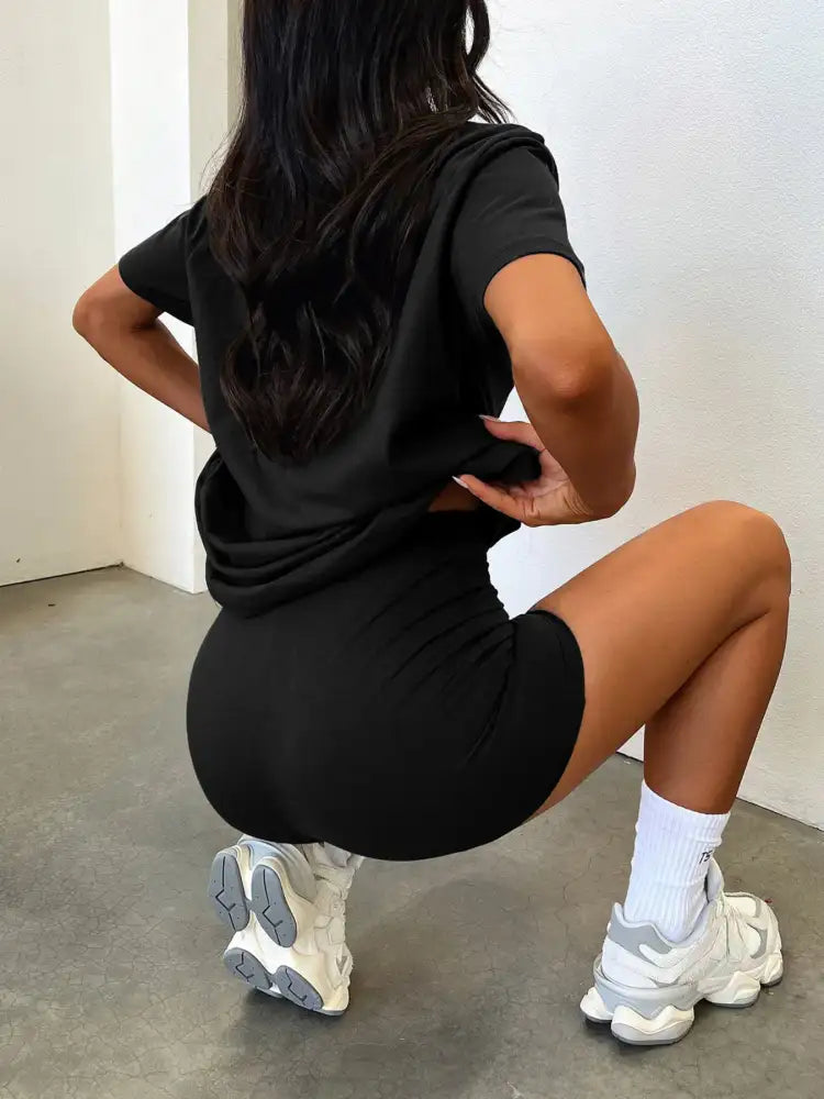 V-Neck Short Sleeve Top and Shorts Set