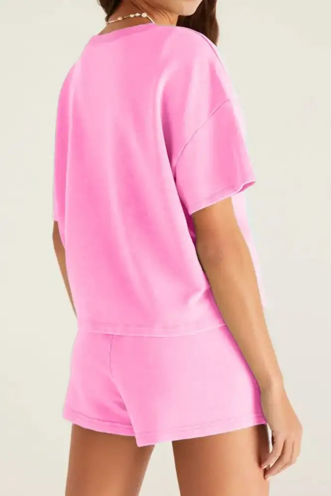 V-Neck Short Sleeve Top and Shorts Set