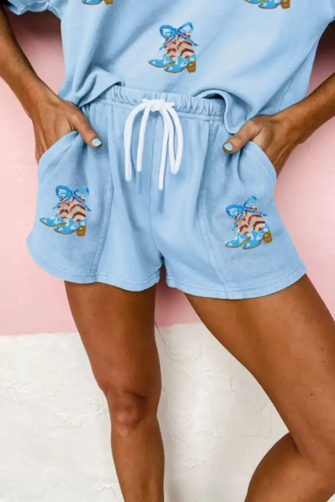 V-Neck T-Shirt and Drawstring Shorts Set