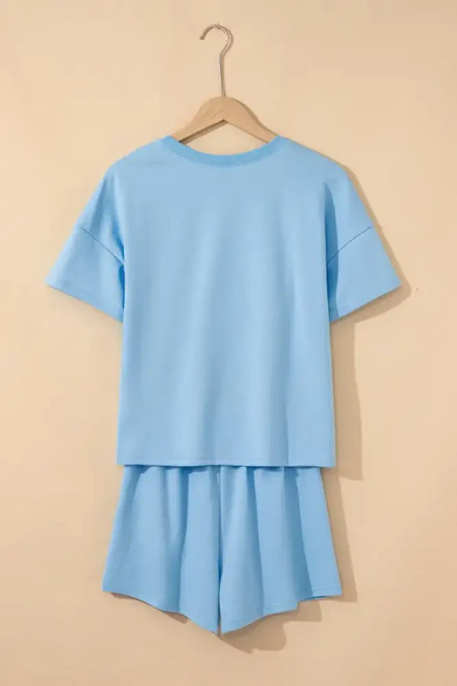 V-Neck T-Shirt and Drawstring Shorts Set