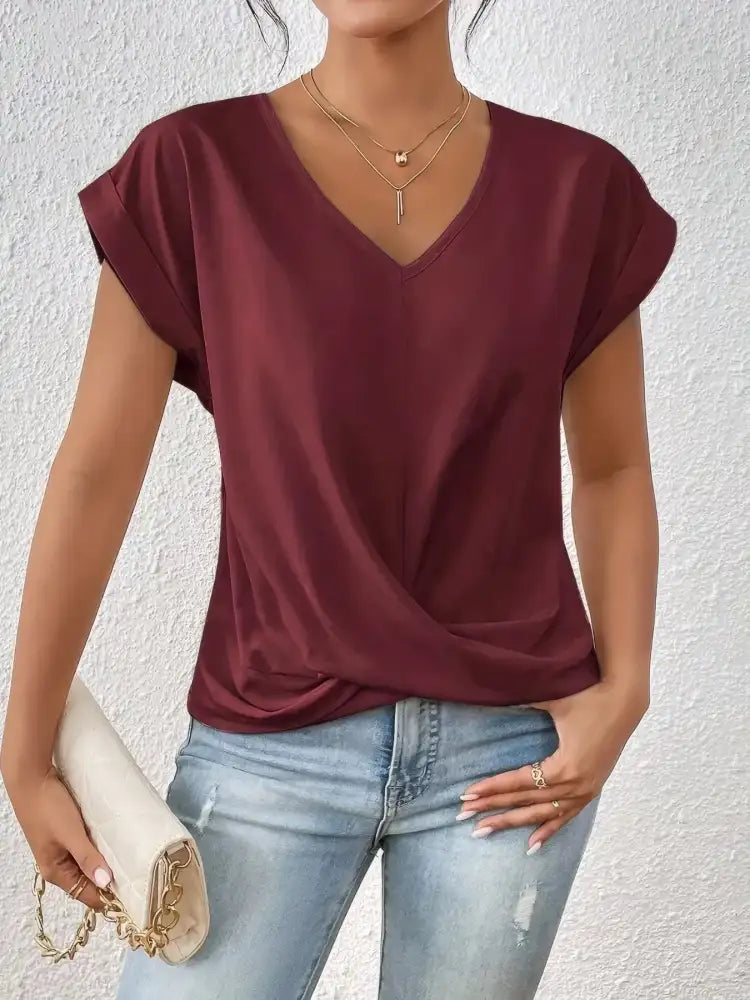 V-Neck Twist Front Top