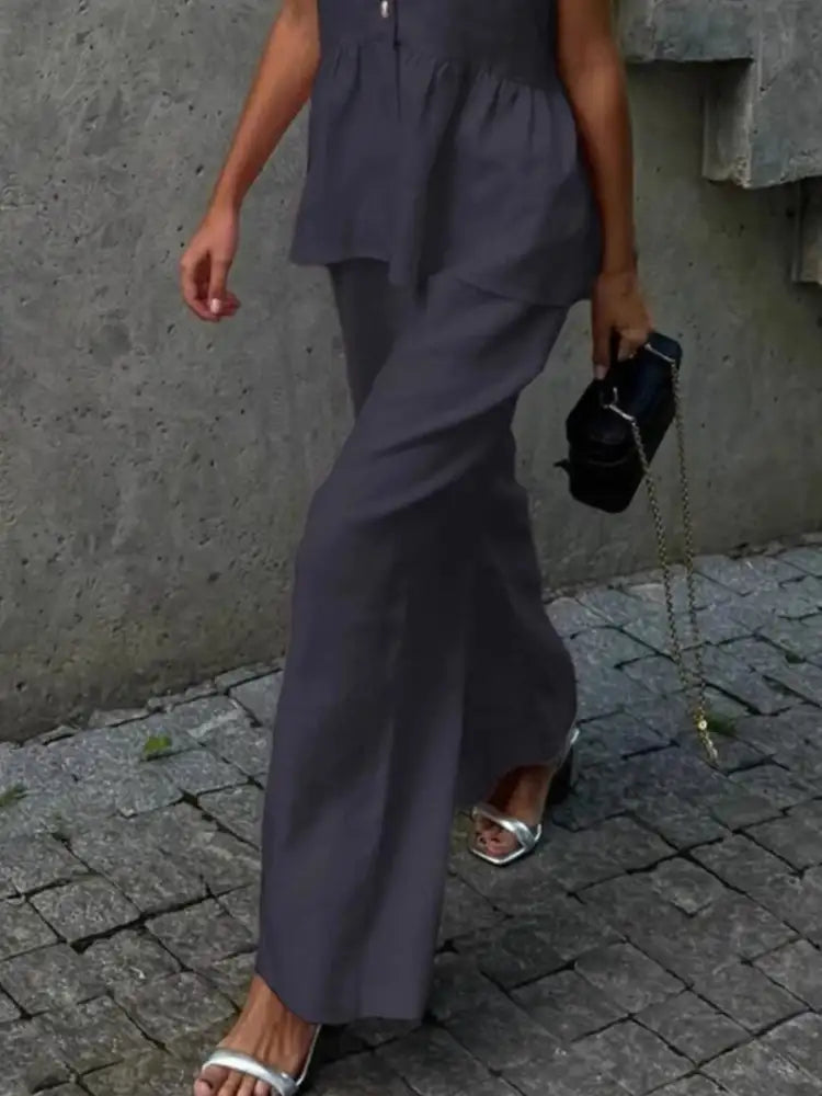 V-Neck Vest and Pants Set