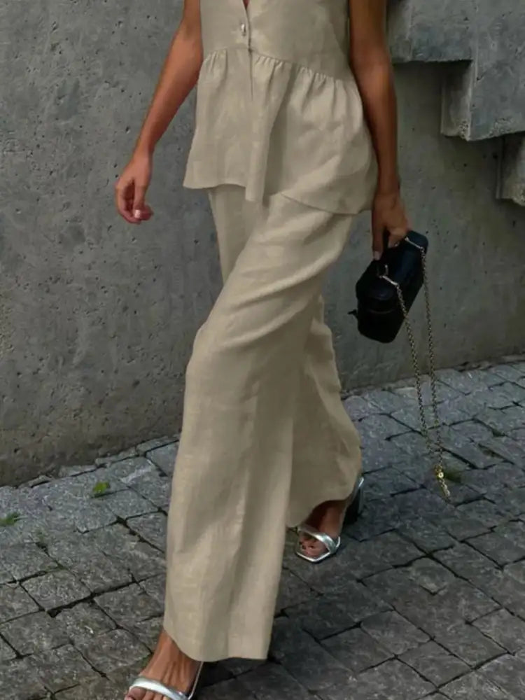 V-Neck Vest and Pants Set