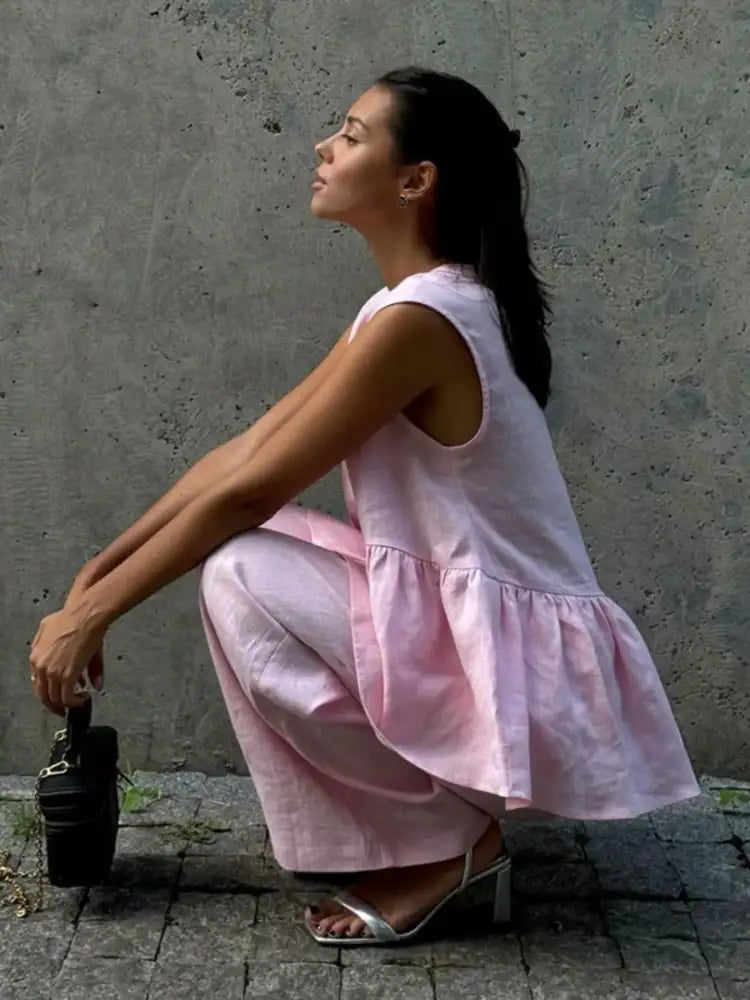 V-Neck Vest and Pants Set