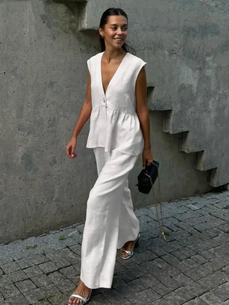 V-Neck Vest and Pants Set