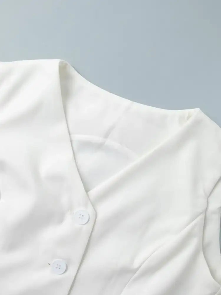 V-Neck Vest and Pants Two-Piece Blazer Set