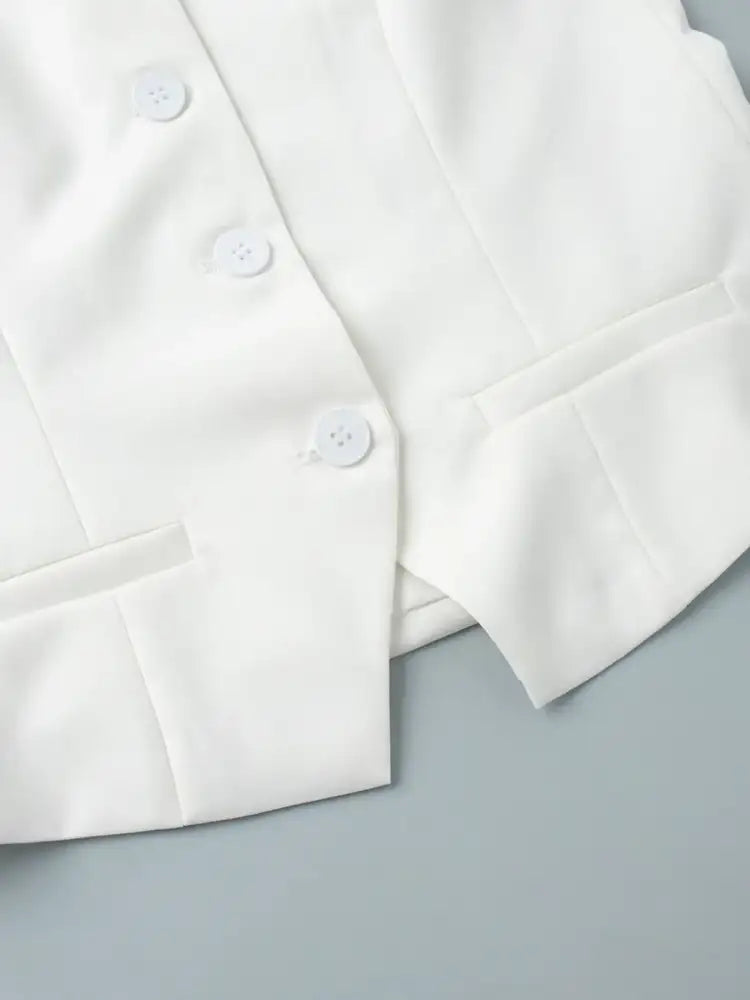 V-Neck Vest and Pants Two-Piece Blazer Set