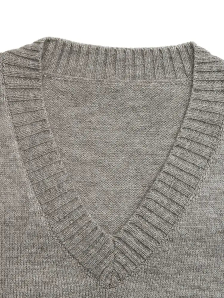 V-Neck Vest and Skirt Knit Set