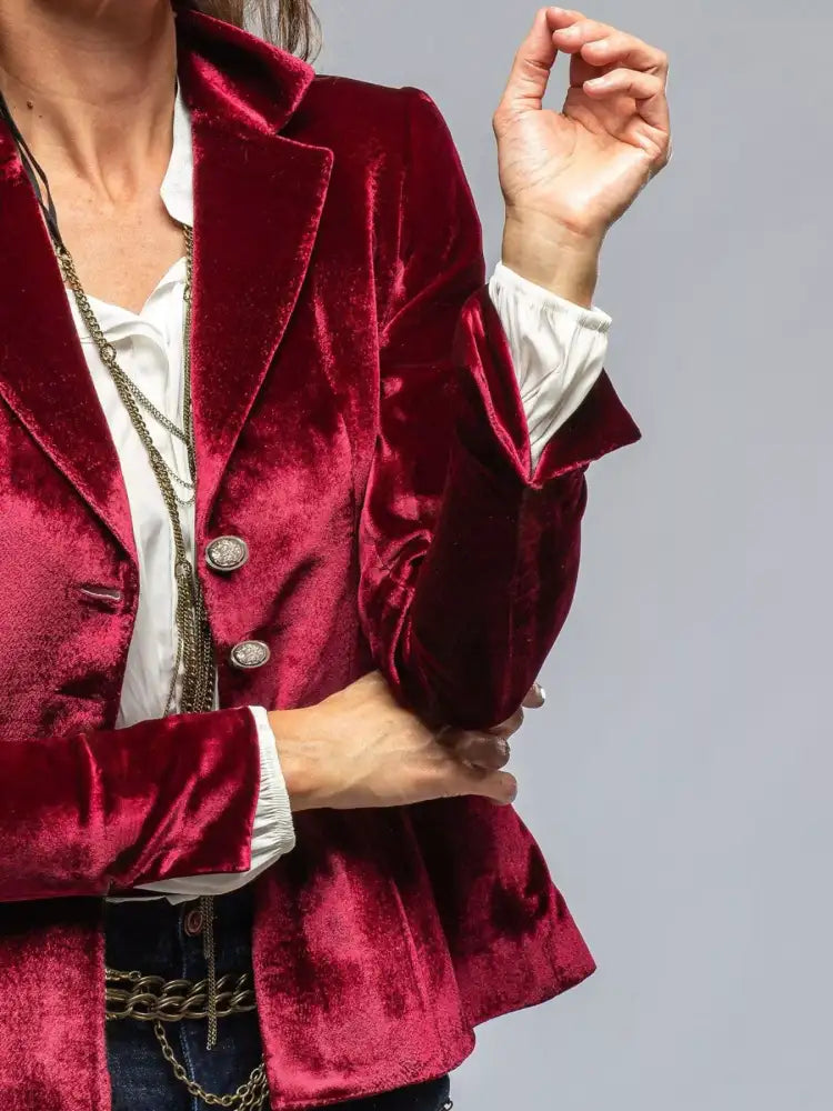 Velvet Lapel Collar Button Up Blazer