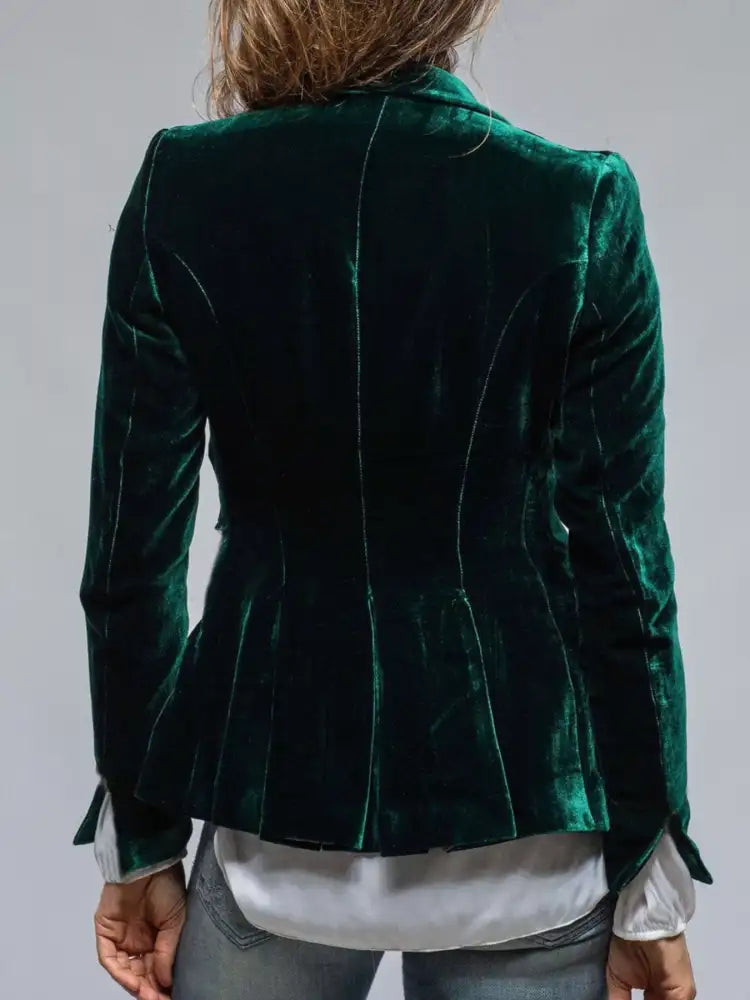 Velvet Lapel Collar Button Up Blazer