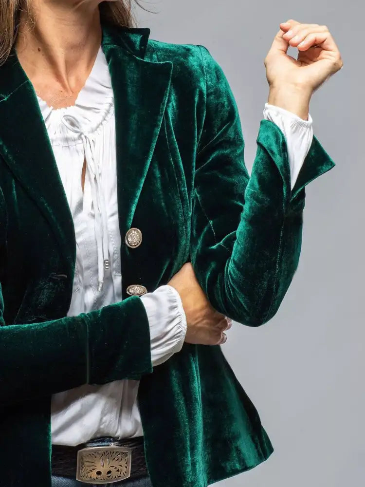 Velvet Lapel Collar Button Up Blazer