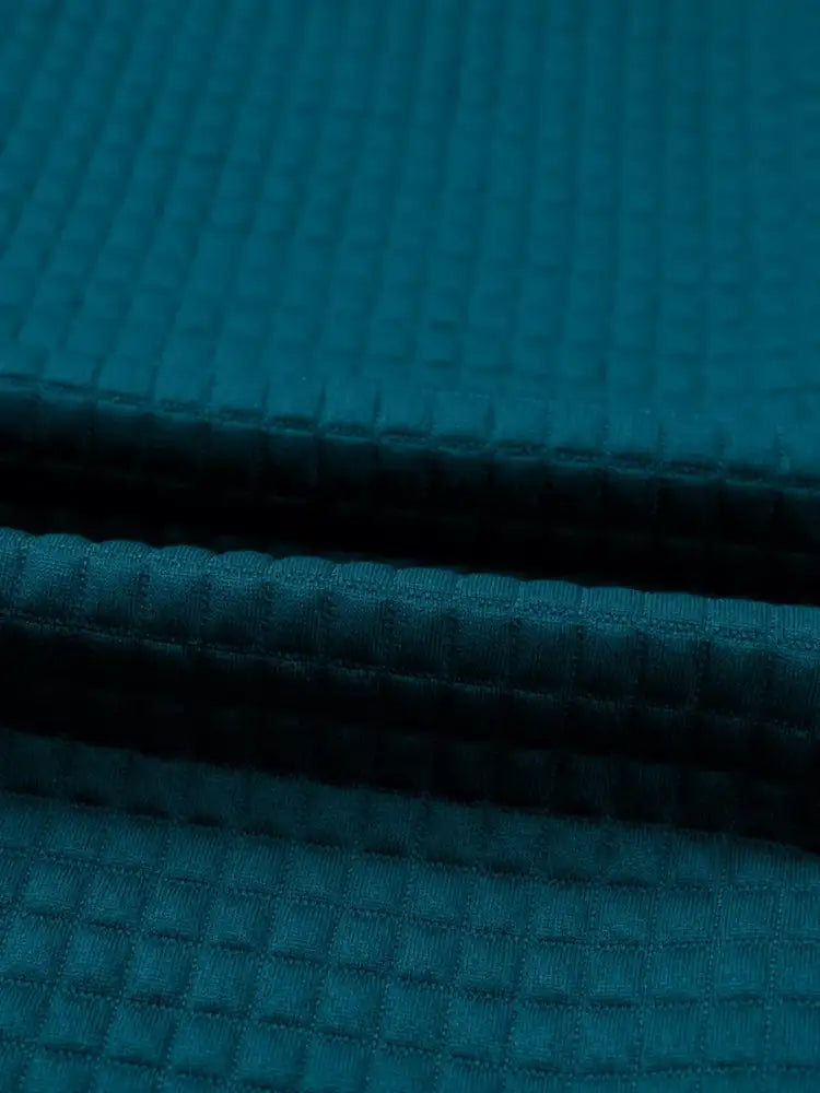 Waffled Textured Raw Edge Patchwork Top and Pants 2pcs Set