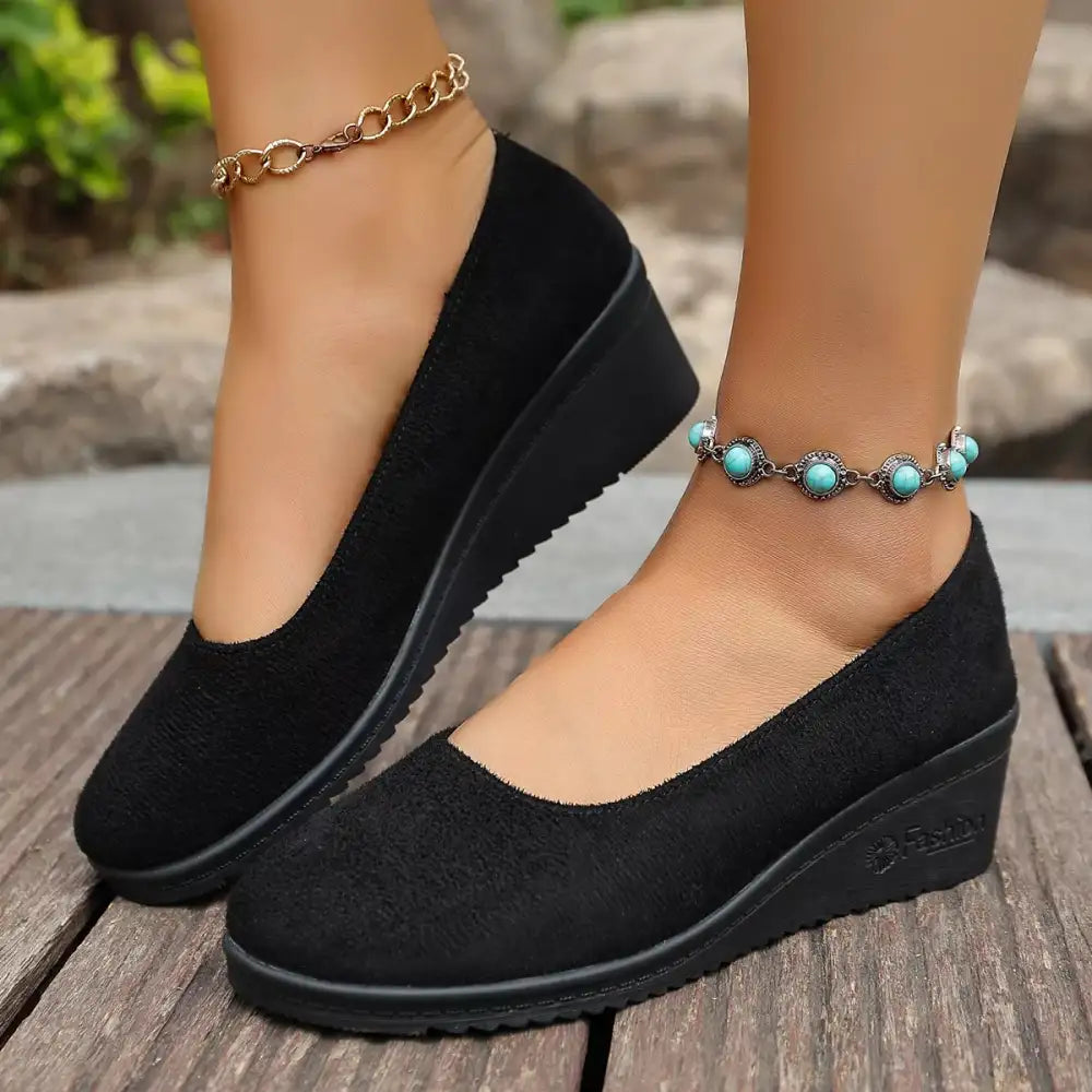 Wedge Heel Slip-On Loafers