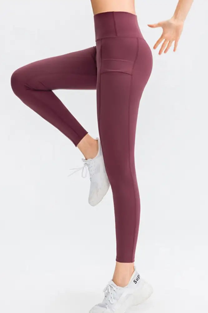Wide Waistband Slim Fit Long Sports Pants with Pocket