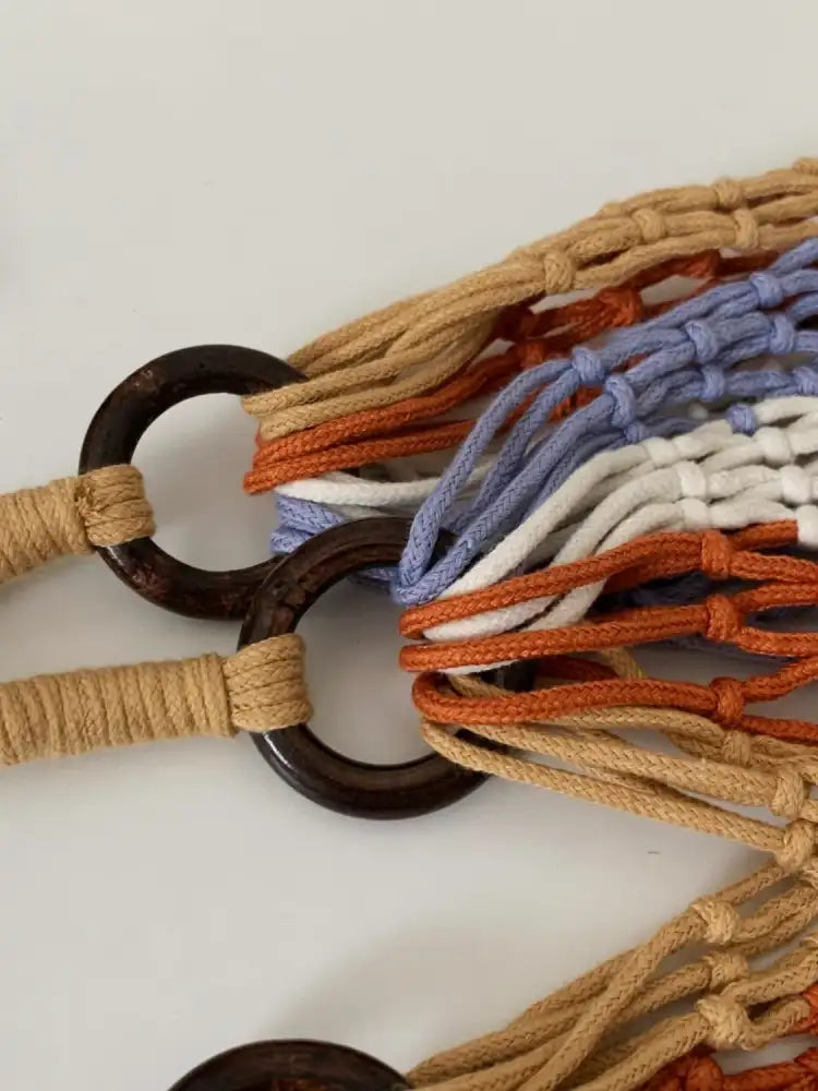 Woven Fringe Shoulder Bag with Wooden Handle