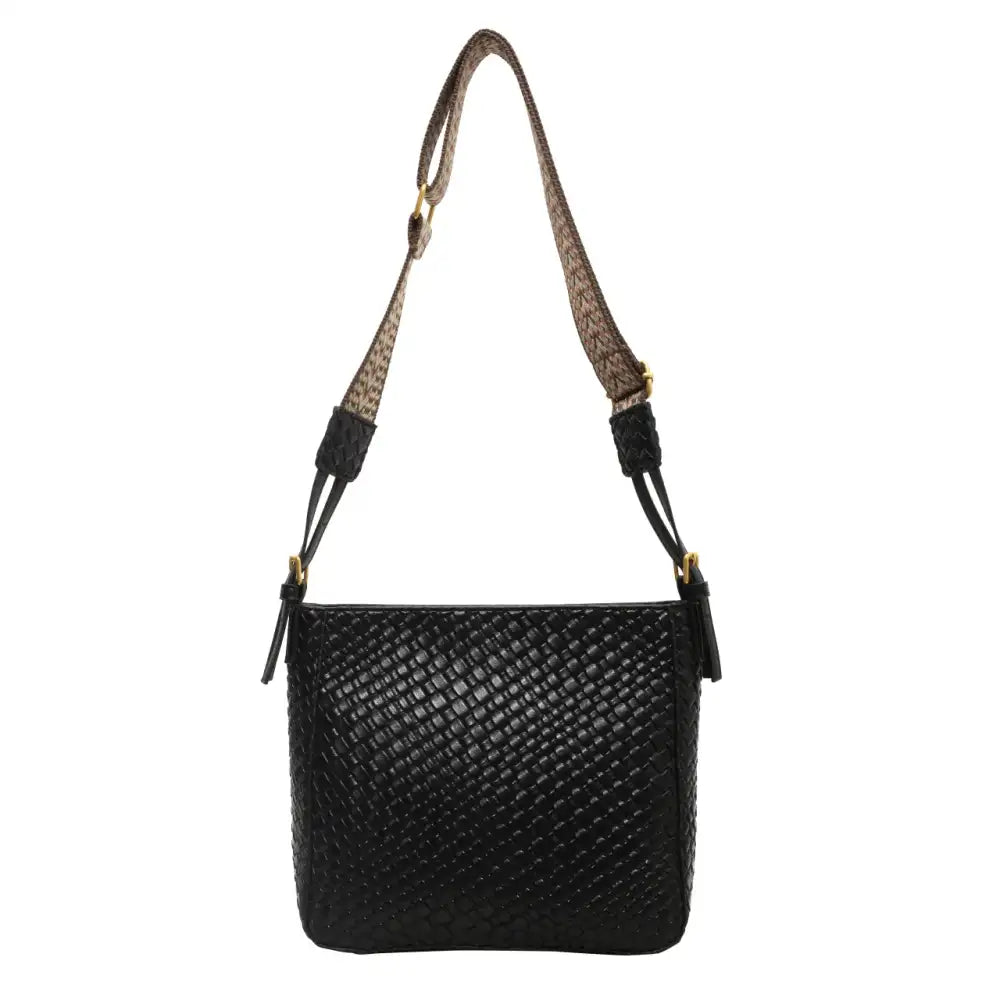 Woven Leather Shoulder Bag with Adjustable Strap