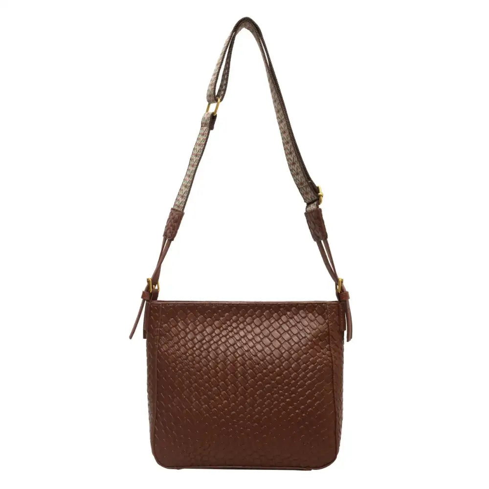 Woven Leather Shoulder Bag with Adjustable Strap