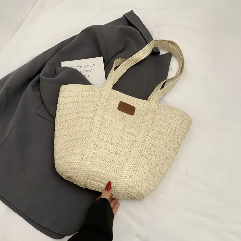 Woven Straw Beach Tote Bag