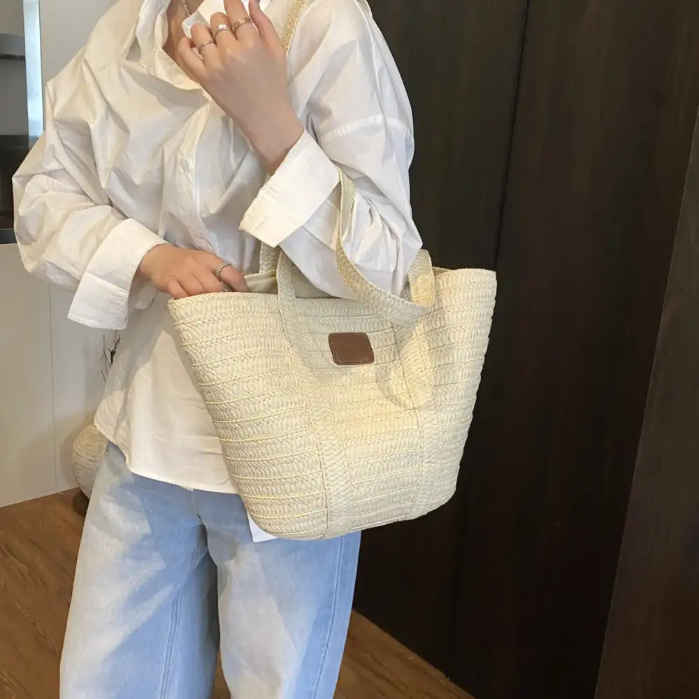 Woven Straw Beach Tote Bag