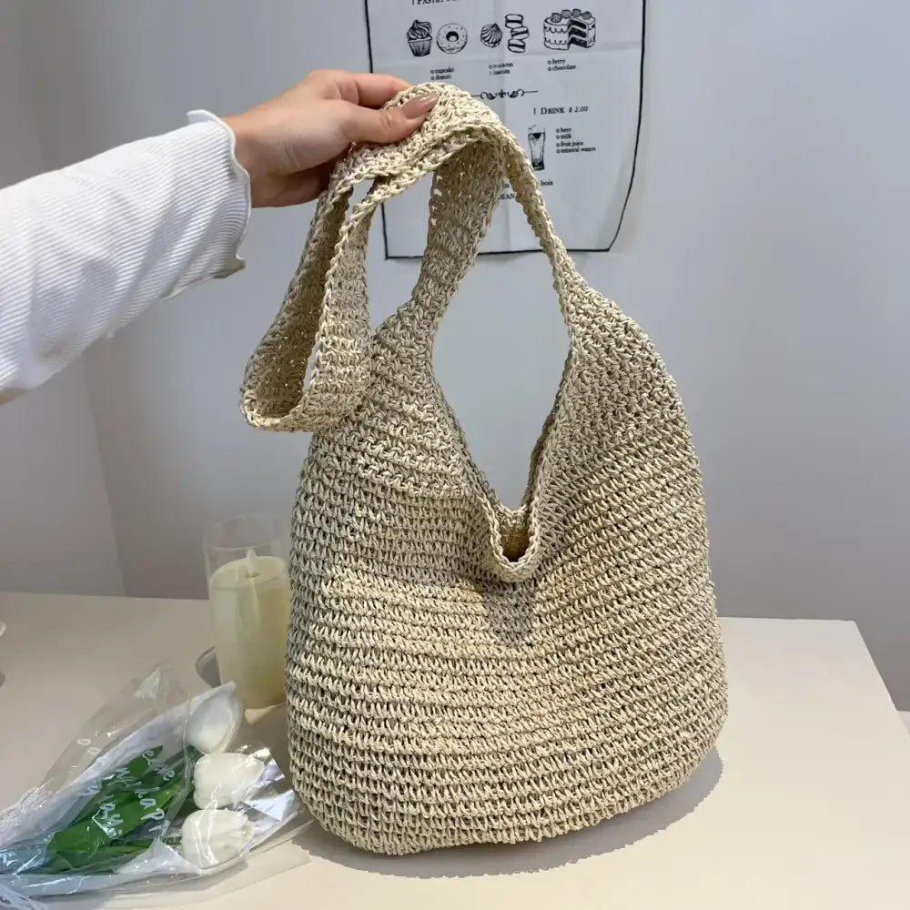 Woven Straw Hobo Shoulder Bag