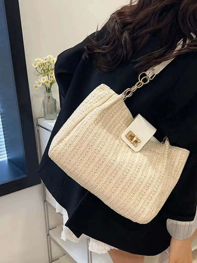 Woven Straw Shoulder Bag