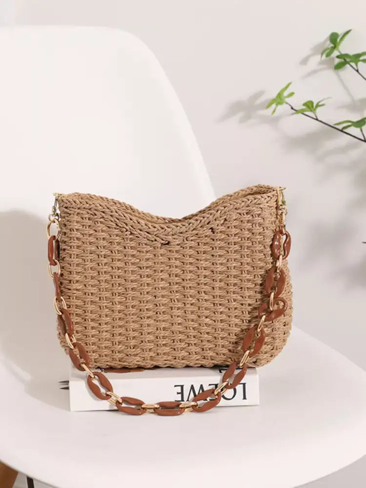Woven Straw Shoulder Bag