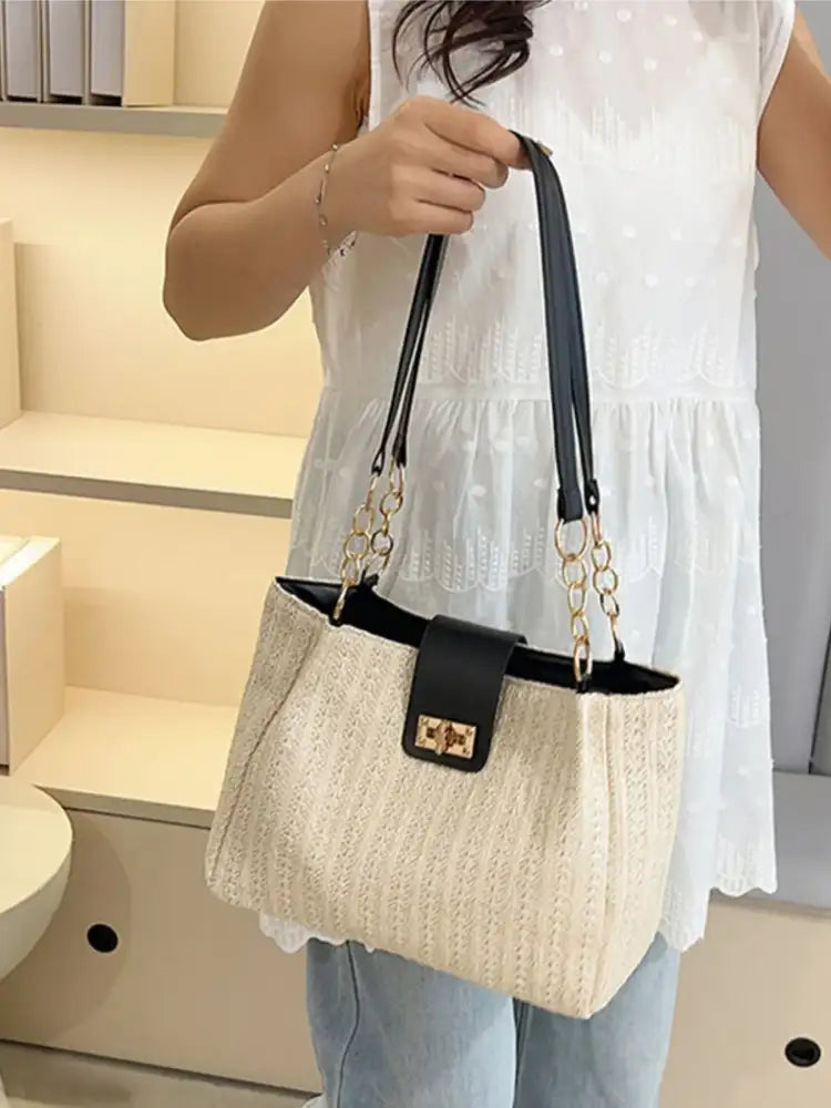 Woven Straw Shoulder Bag
