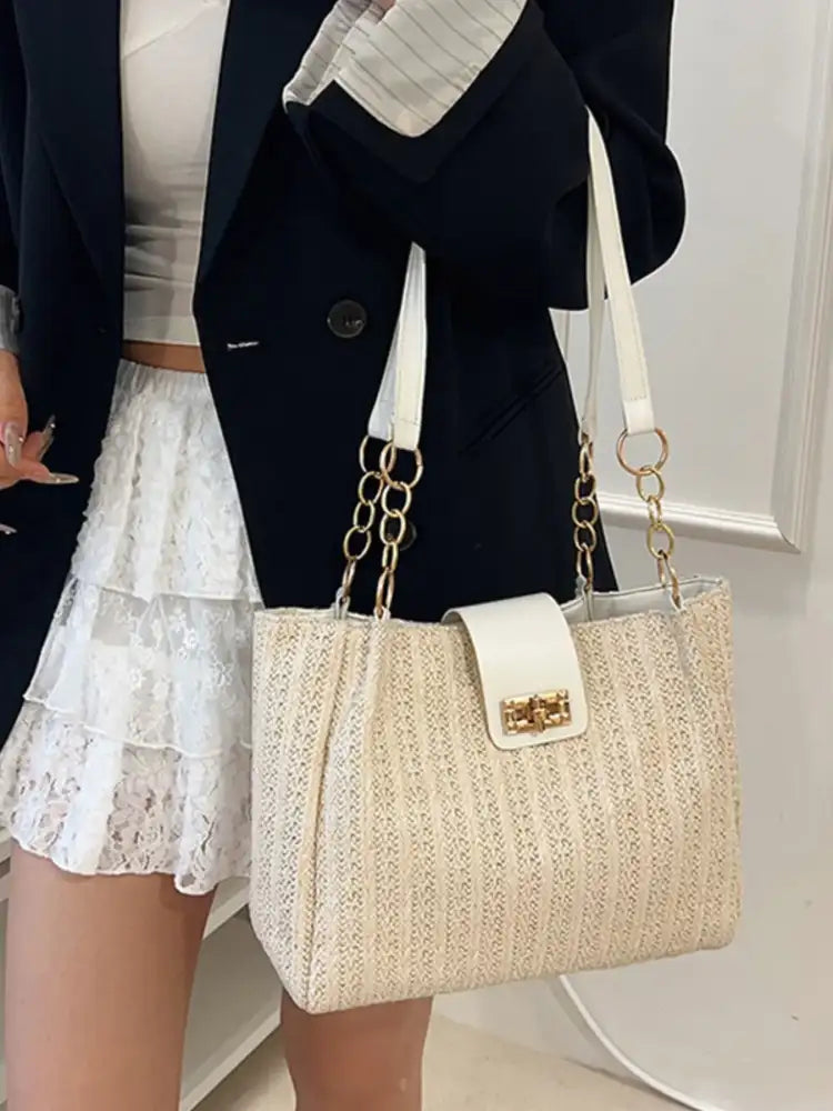 Woven Straw Shoulder Bag