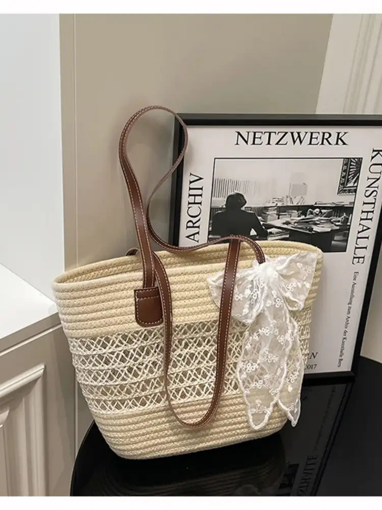 Woven Straw Shoulder Bag
