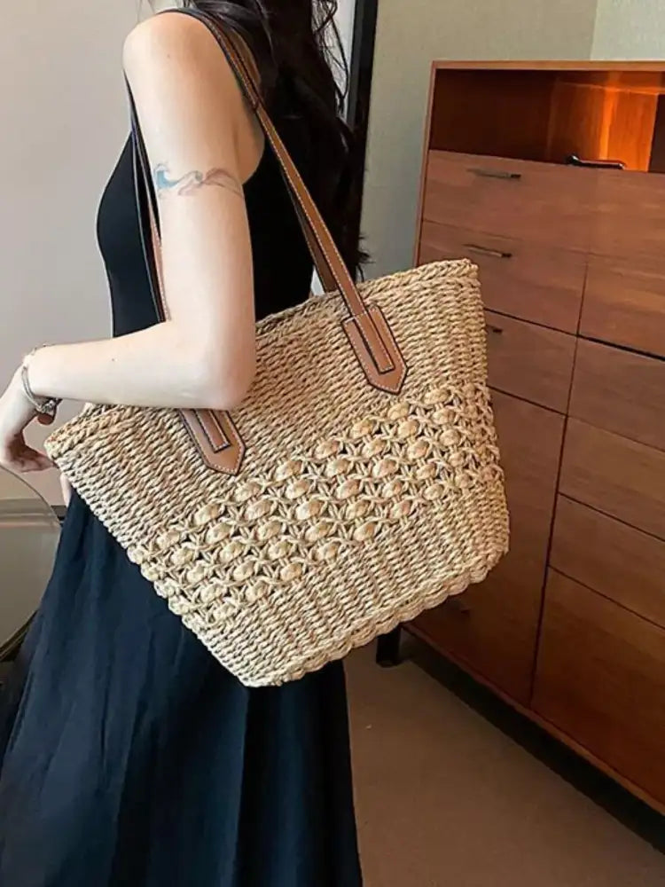 Woven Straw Shoulder Bag