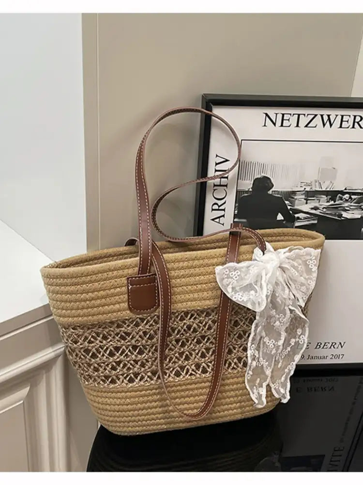 Woven Straw Shoulder Bag