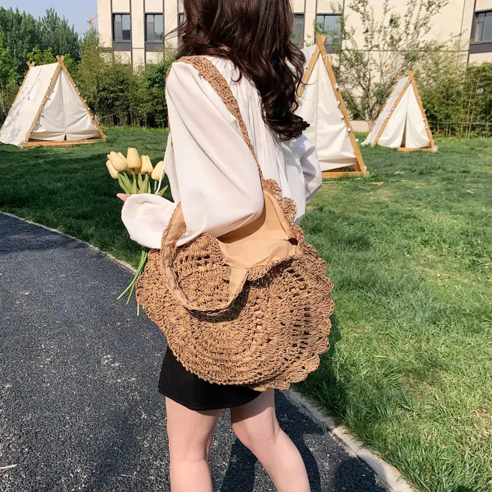 Woven Straw Shoulder Bag