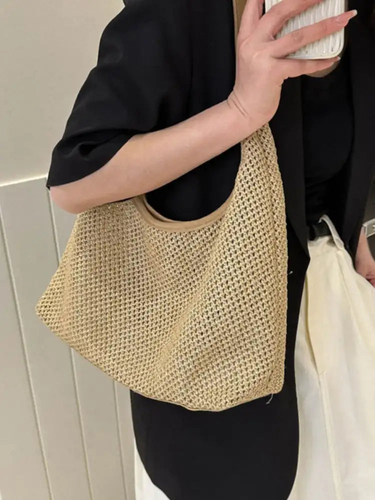 Woven Straw Shoulder Bag