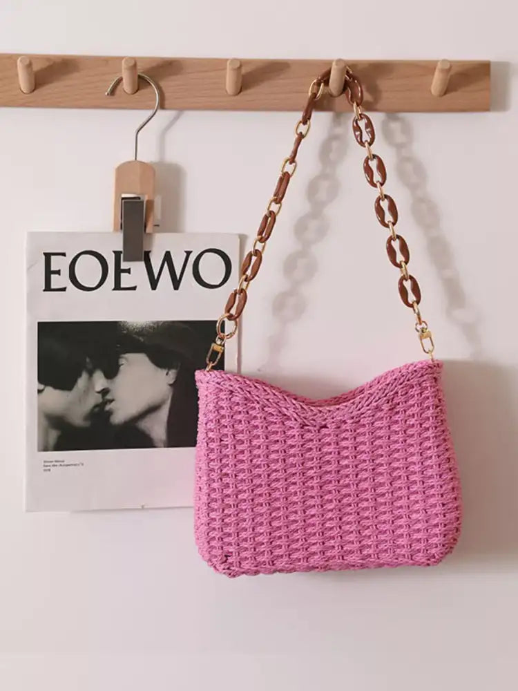 Woven Straw Shoulder Bag