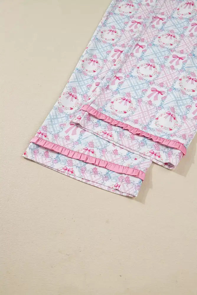 Women’s Frill Drawstring Two-Piece Set Polyester Spandex