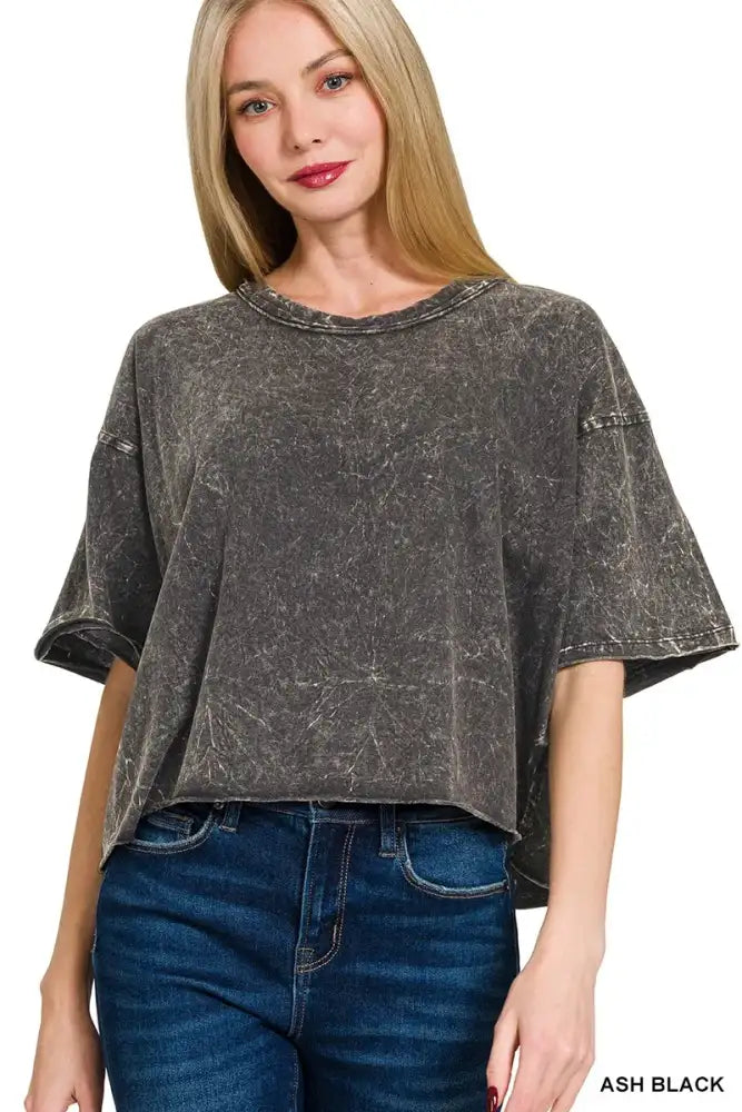 Zenana Acid Crinkle-Washed Oversized T-Shirt