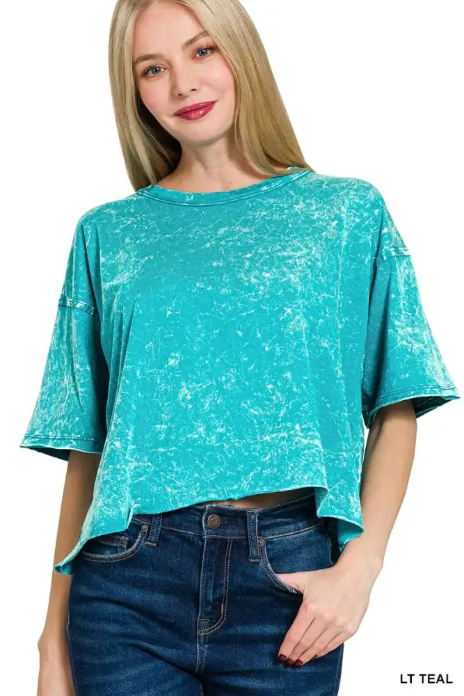 Zenana Acid Crinkle-Washed Oversized T-Shirt