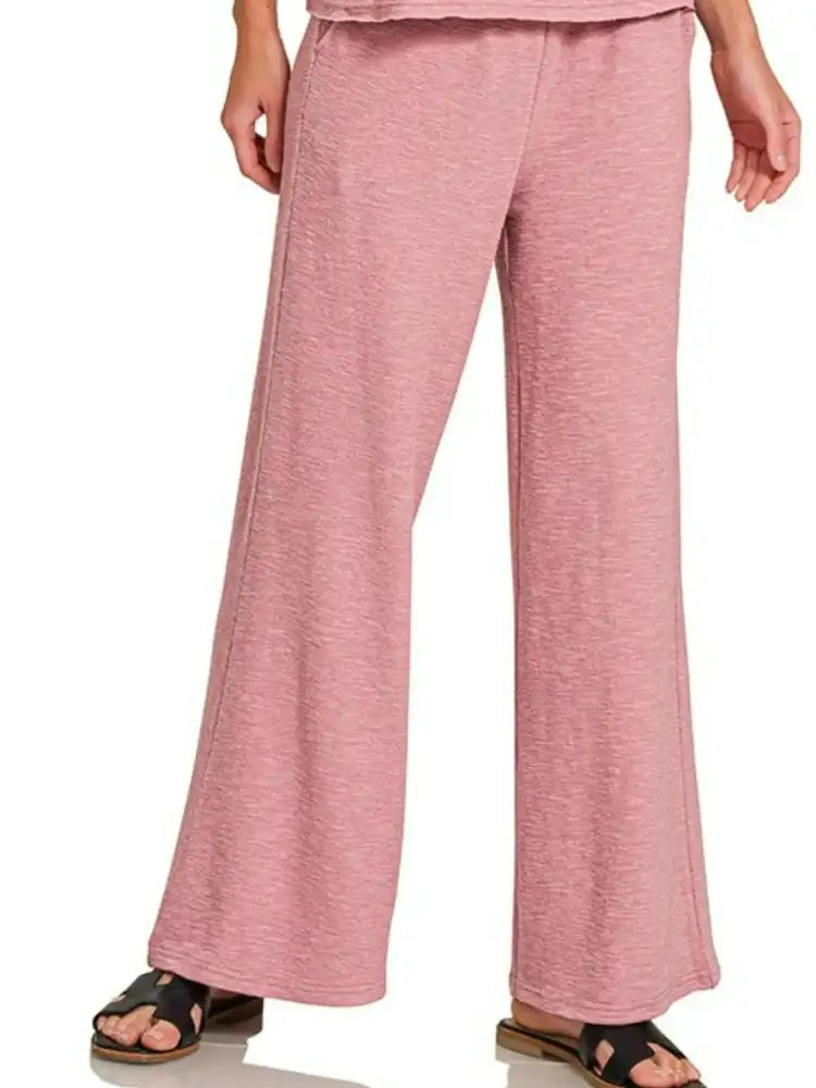 Zenana Cotton Slub Tank and Pants Set