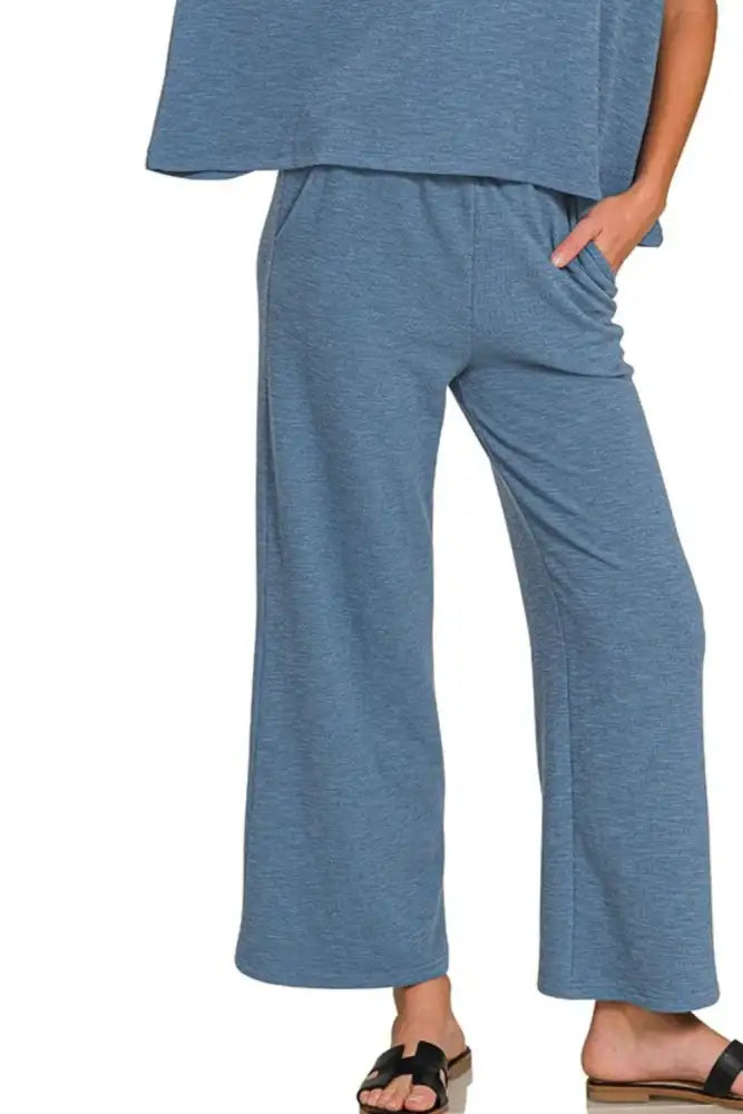 Zenana Cotton Slub Top & Pants Set