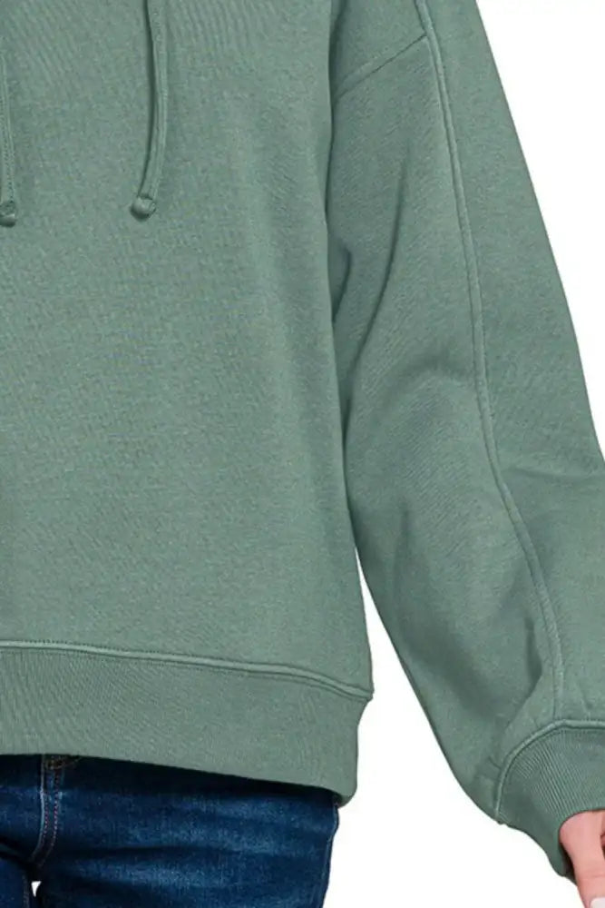 Zenana Drawstring Relaxed Fit Fleece Hoodie
