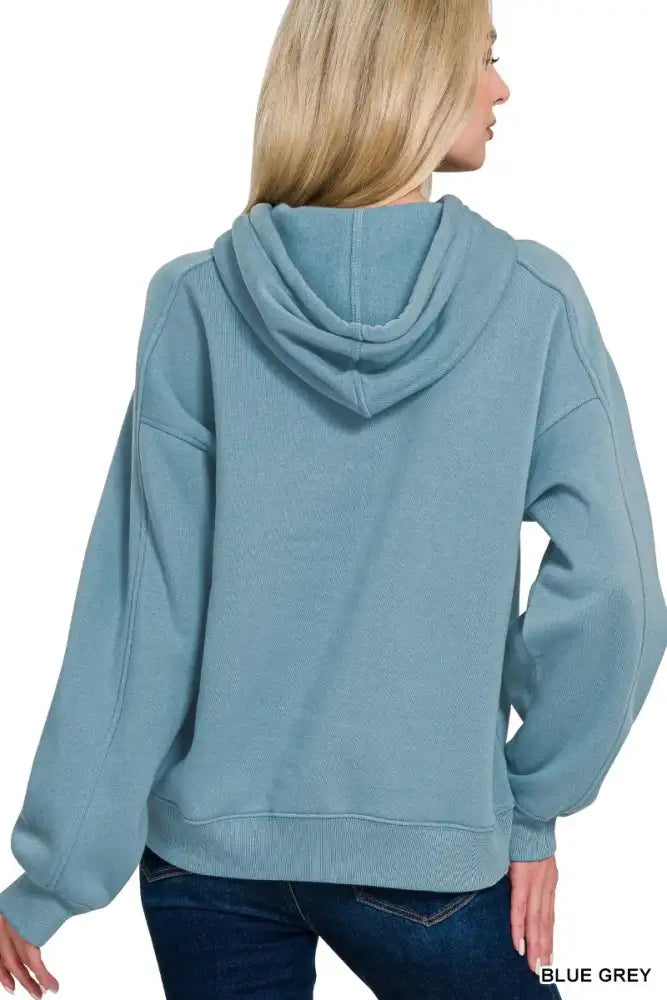 Zenana Drawstring Relaxed Fit Fleece Hoodie