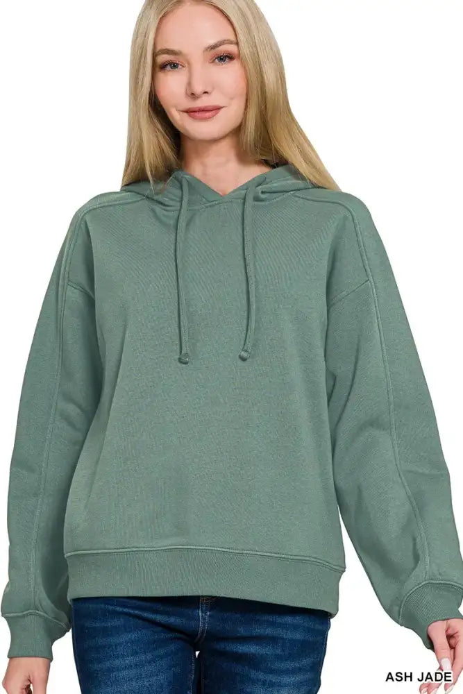 Zenana Drawstring Relaxed Fit Fleece Hoodie
